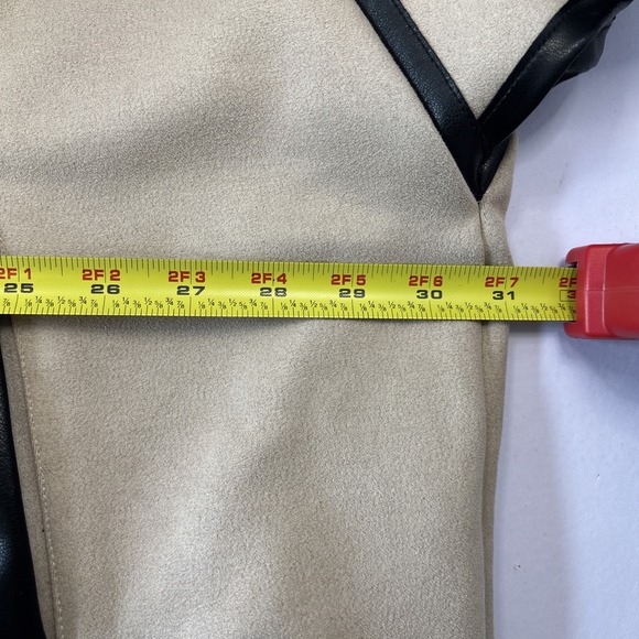 Joseph Ribkoff Scuba Suede Coat Jacket Taupe Black Faux Leather Trim Womens XXL - Picture 8 of 9